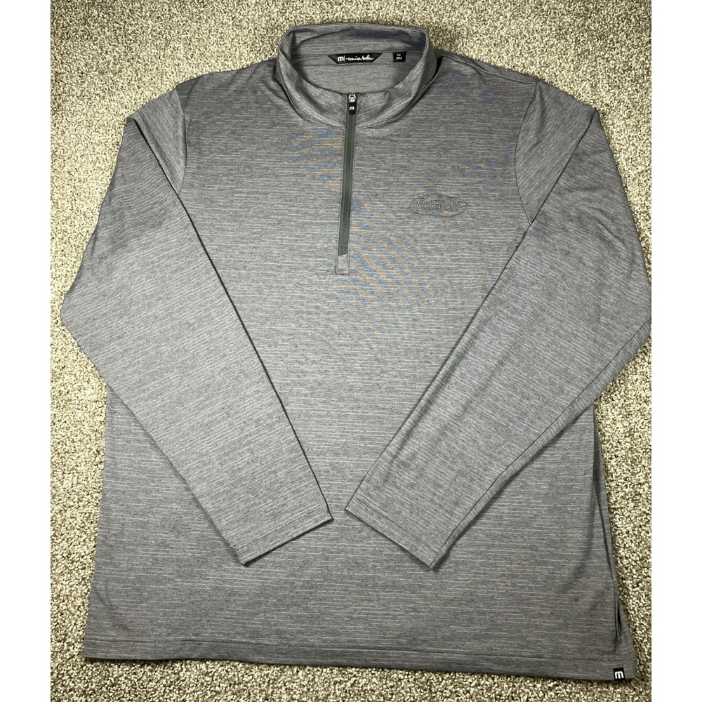 Travis Mathew Crestview 1/4  Zip Gray Men's XXL Golf Pullover Peterbilt Logo‎